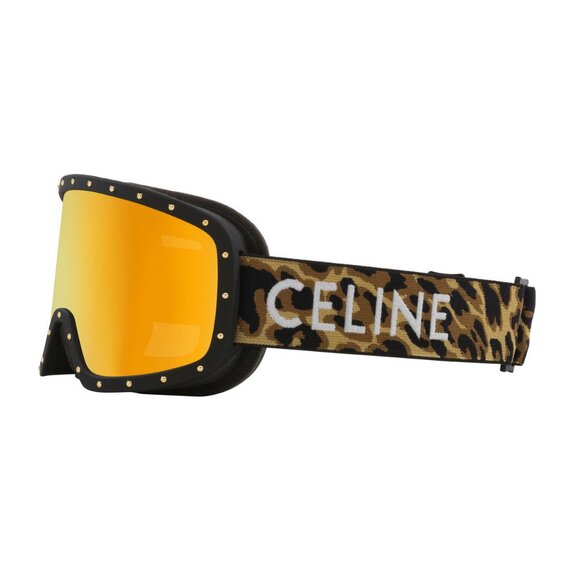NEW CELINE CL40196U 99C SKI MASK BLACK/CAMOUFLAGE SMOKE/GOLD MIRROR SUNGLASSES - Picture 4 of 6